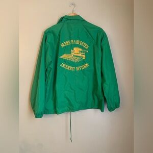 John Deere Vtg Nylon Windbreaker Jacket 1,000,000 Hours Harvester Assembly